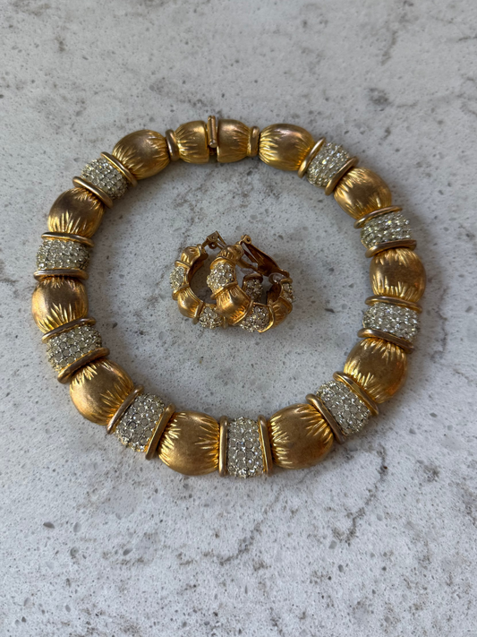 Vintage Gold And Diamond Choker And Earrings