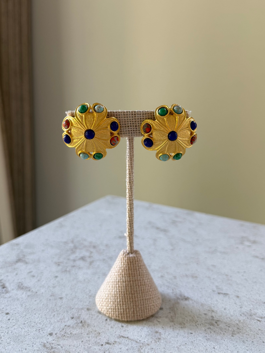 Vintage Multi Colored Stone Earrings