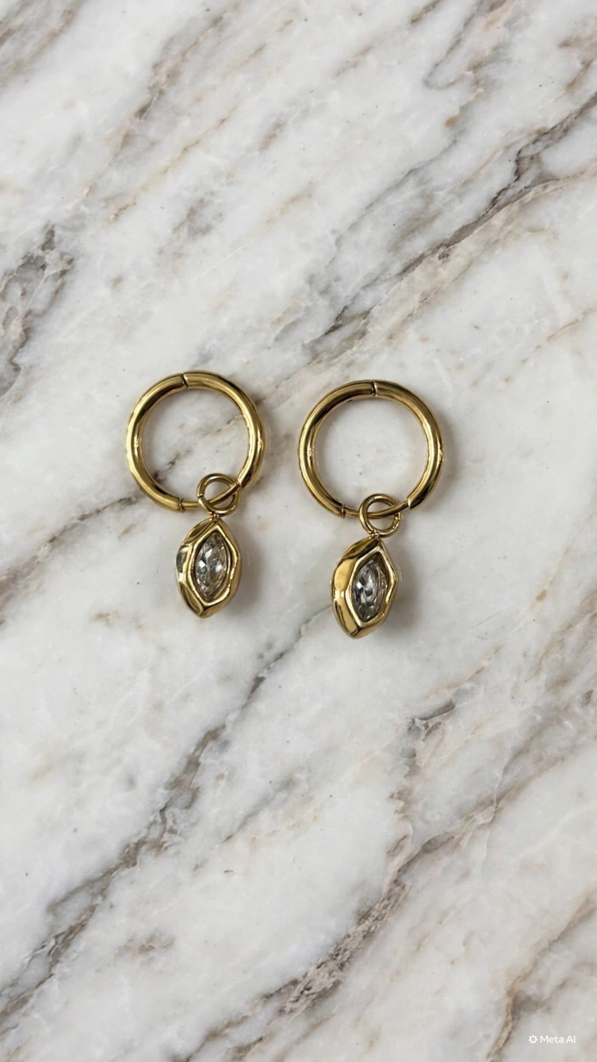 Gold Huggie Bezeled Earring