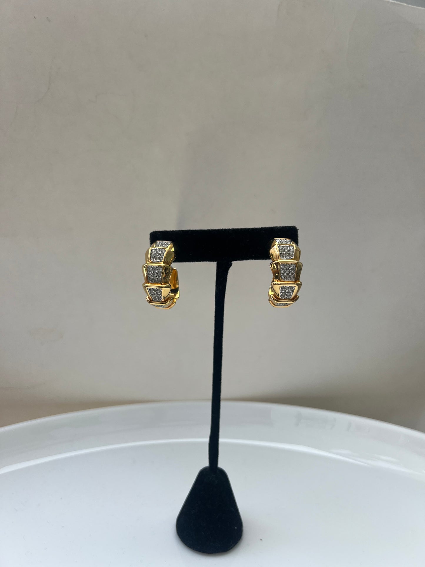 Gold Crystal Half Hoop Earrings