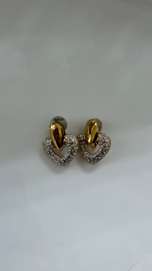 Gold Plated Heart Door knocker clip-on Earrings
