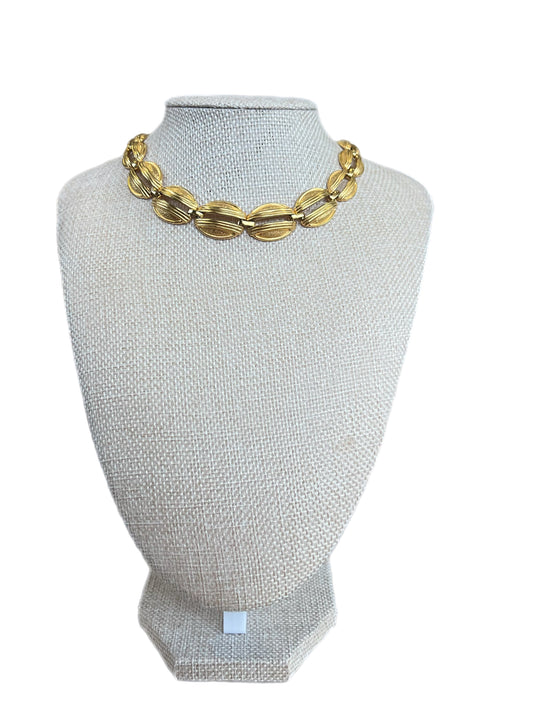Vintage Brushed Gold Matte Link Collar Adjustable Necklace
