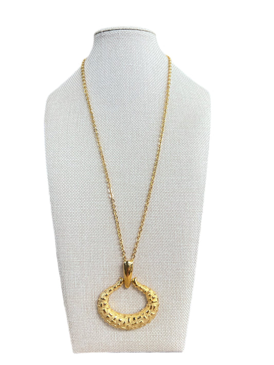 Vintage Brushed Gold Door Knocker Pendant Necklace