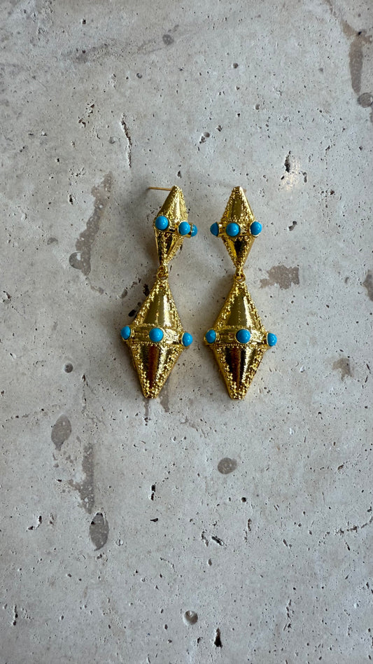 Gold and Turquoise Earring