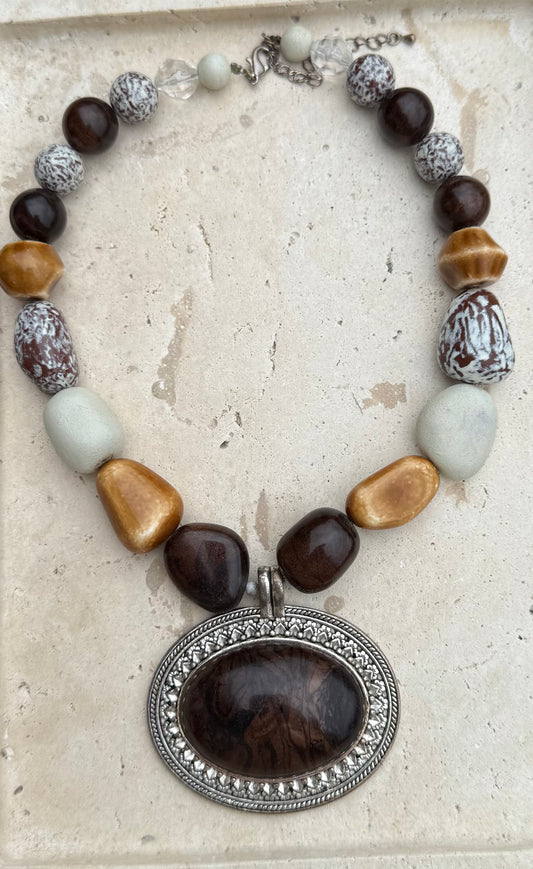 Brown beaded with pendant