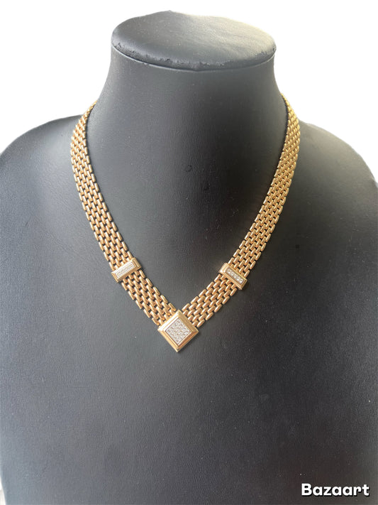 Gold Panther Link V Necklace