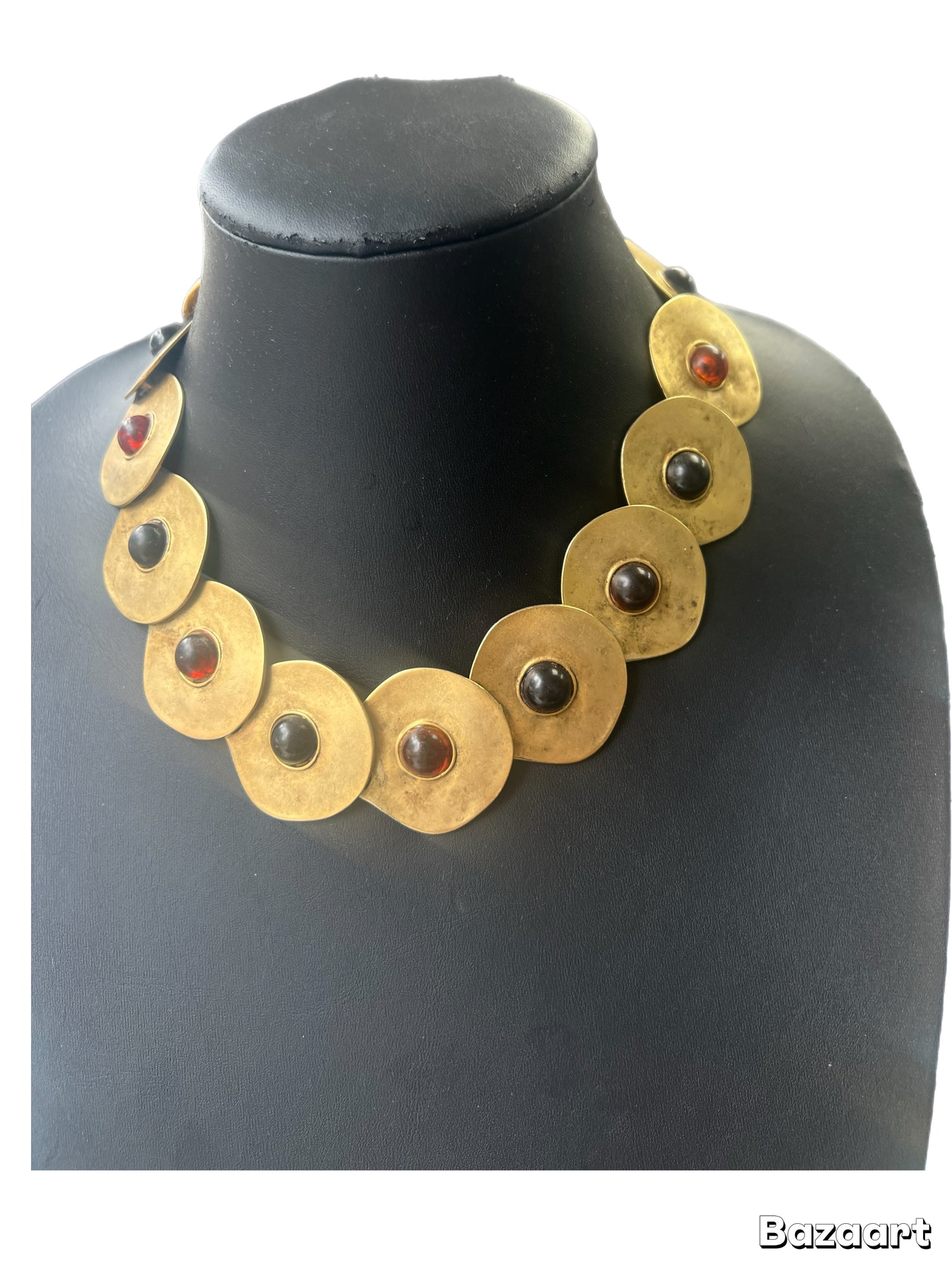 Brass Disc Collar Necklace