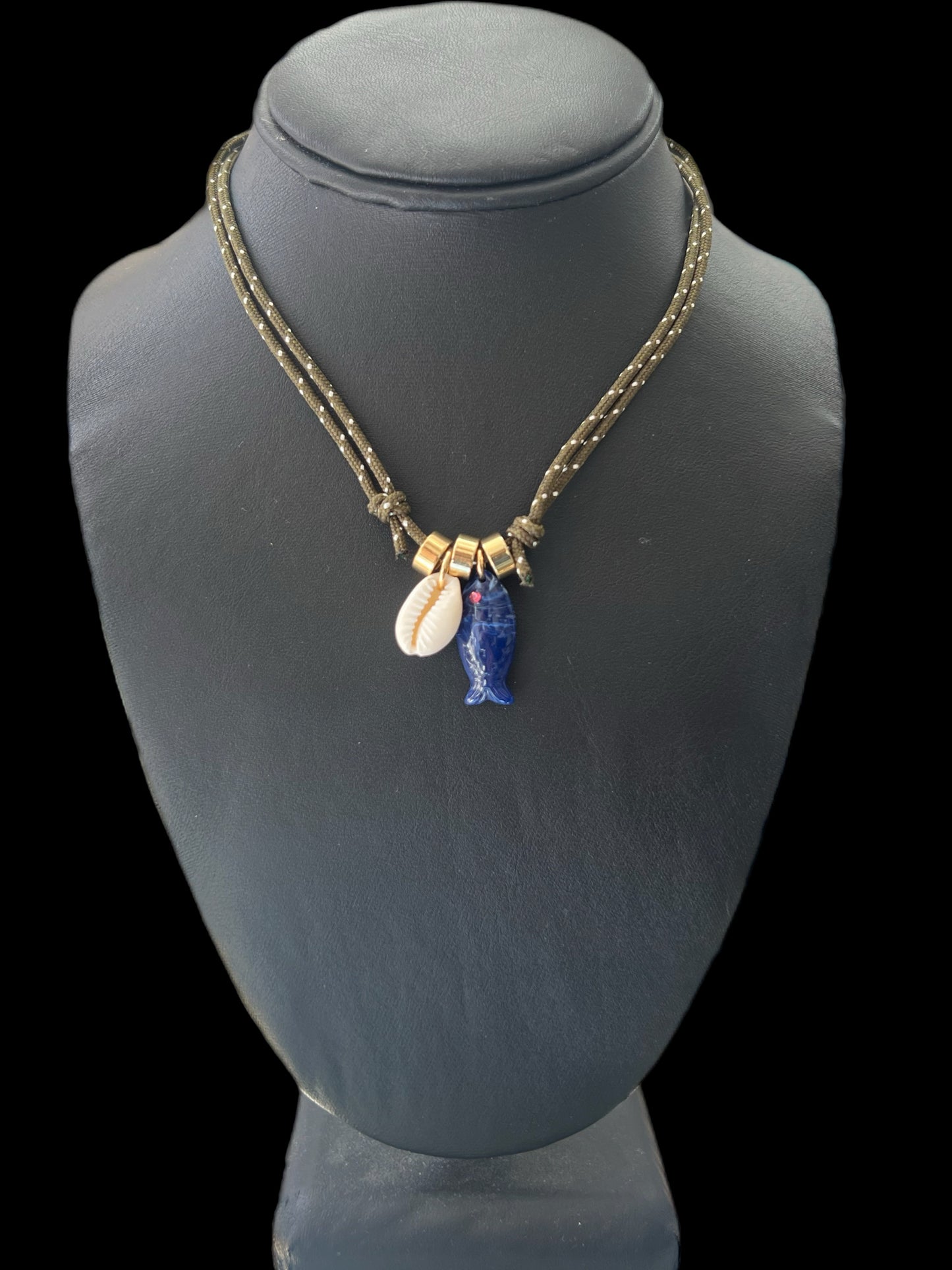 Green Rope With Shell And Fish Charm