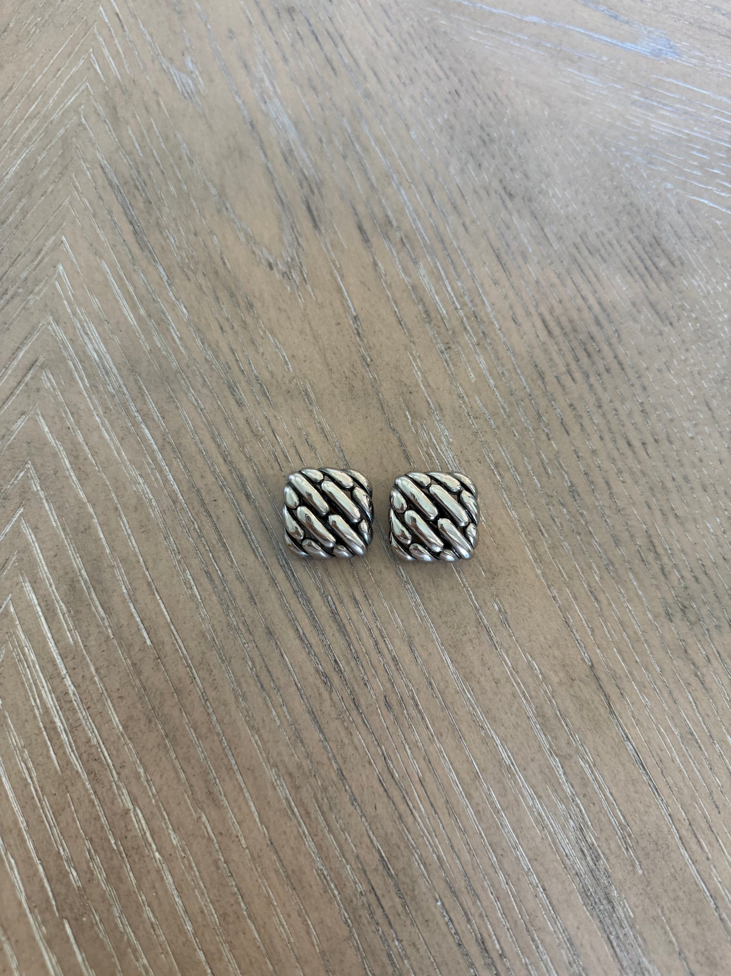 Vintage Ciner Silver Linked Earrings
