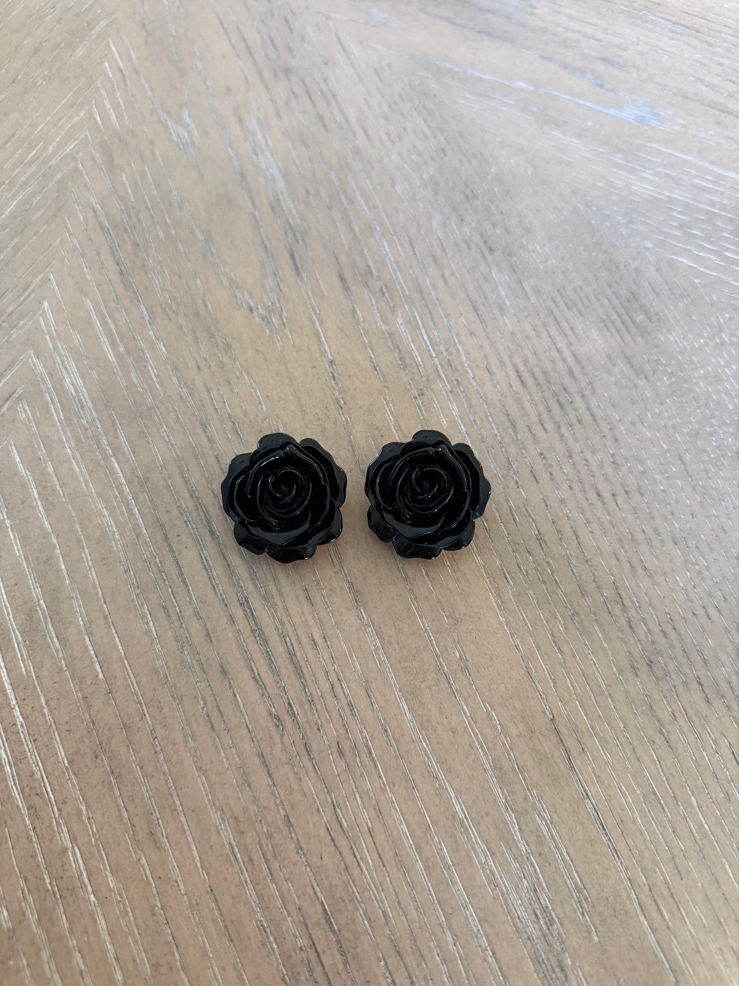 Vintage KJL Black Rose Lucite Earrings