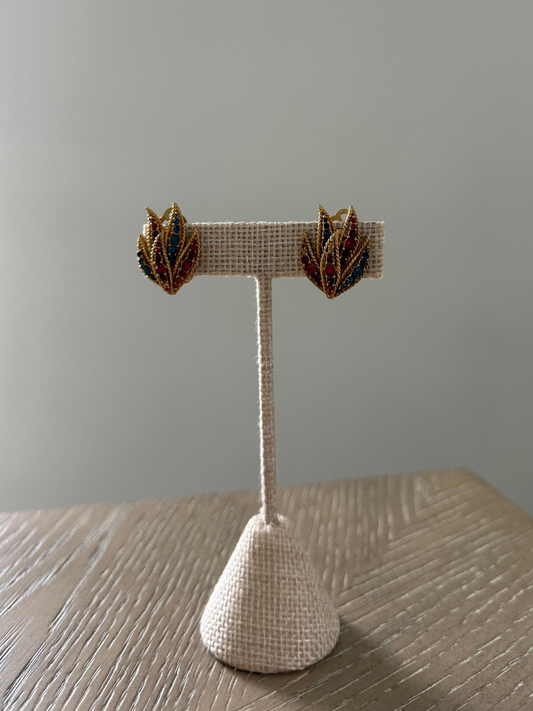 Vintage Ciner Colored Leaf Earrings