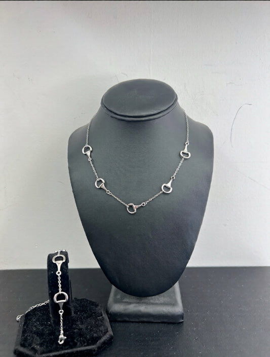 Horsebit Matching Necklace And Bracelet Set