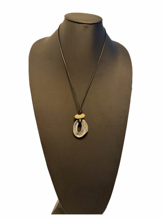 Black Leather Pendant Necklace