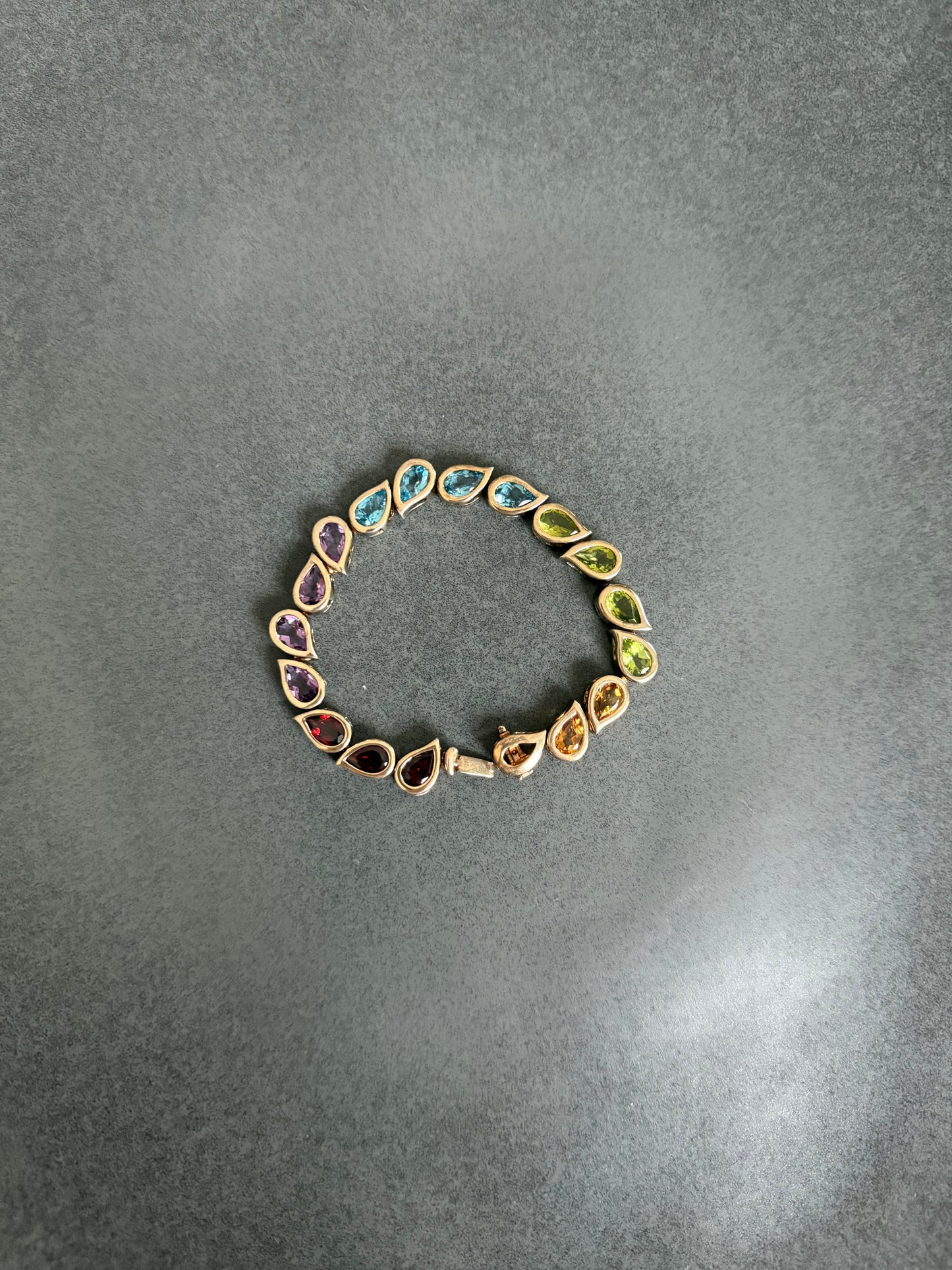 Multi Colored Bezeled Pear Bracelet