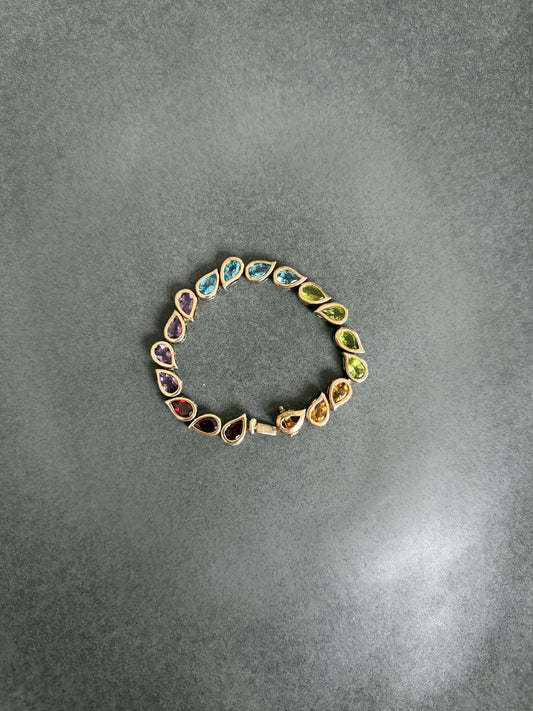 Multi Colored Bezeled Pear Bracelet