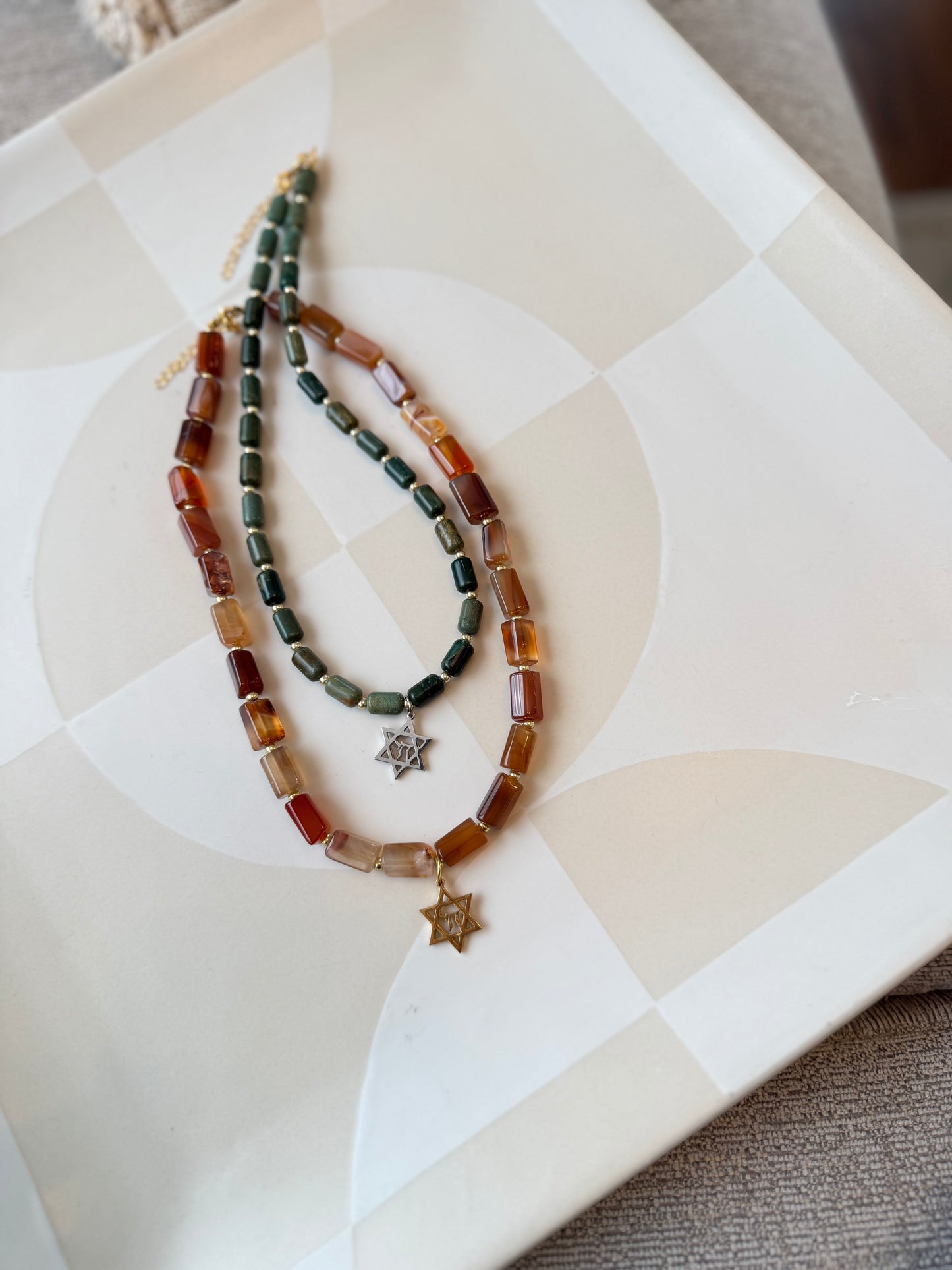 Beaded Jewish star Necklace