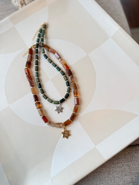 Beaded Jewish star Necklace