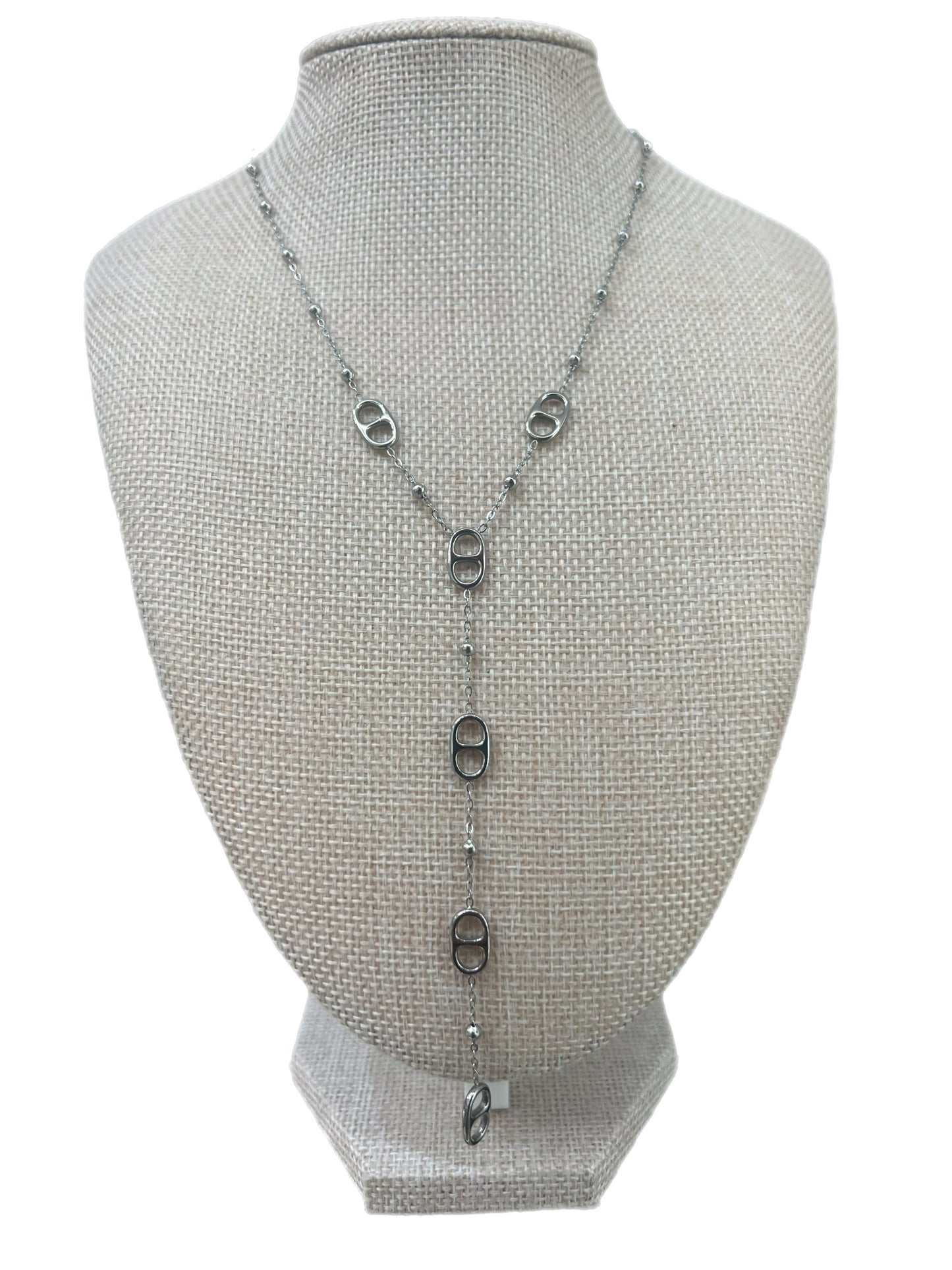 Coffee Bean and Ball Lariat Necklace