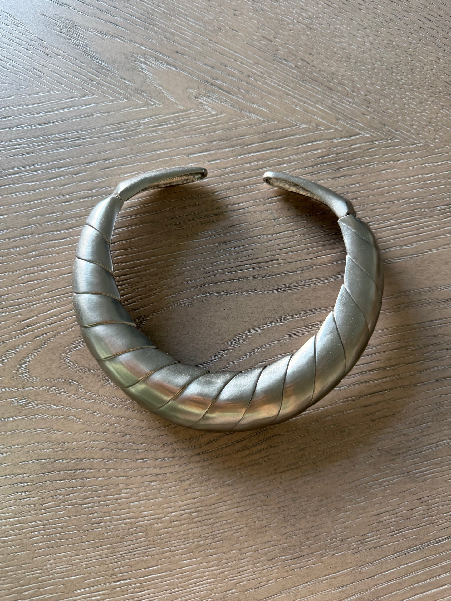 Vintage Les Bernard Heavy Silver Tone Collar Necklace