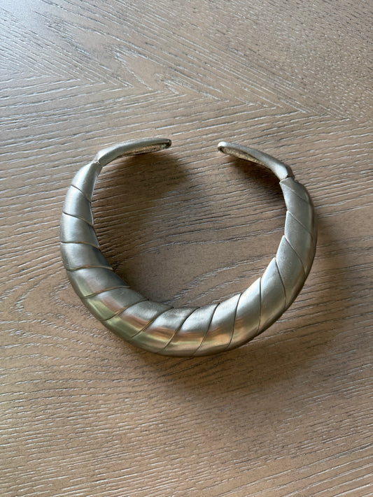Vintage Les Bernard Heavy Silver Tone Collar Necklace