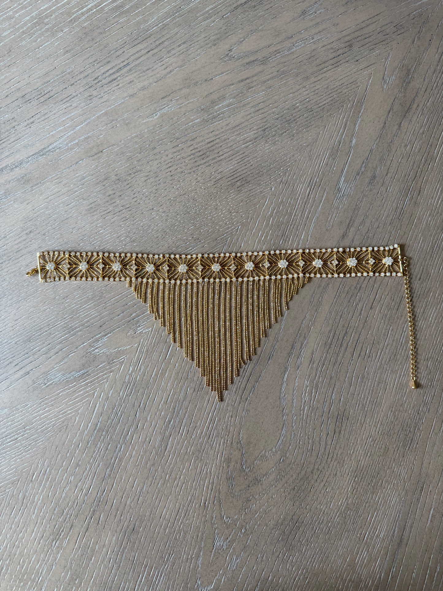Tassel and Rhinestone Choker Necklace