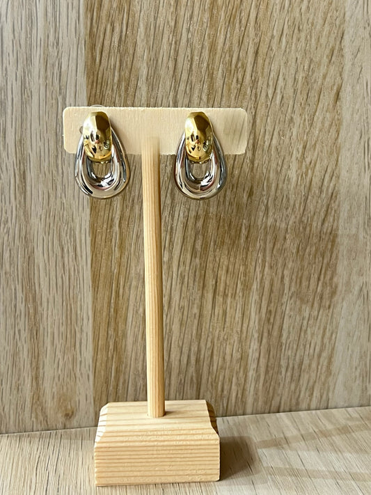 Two Tone Door Knocker Earrings