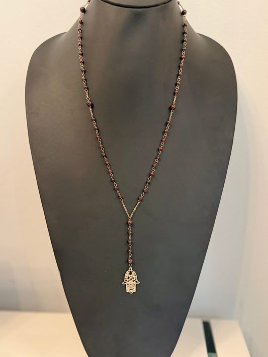 Gold Tone Hamsa Hand Pendant Necklace