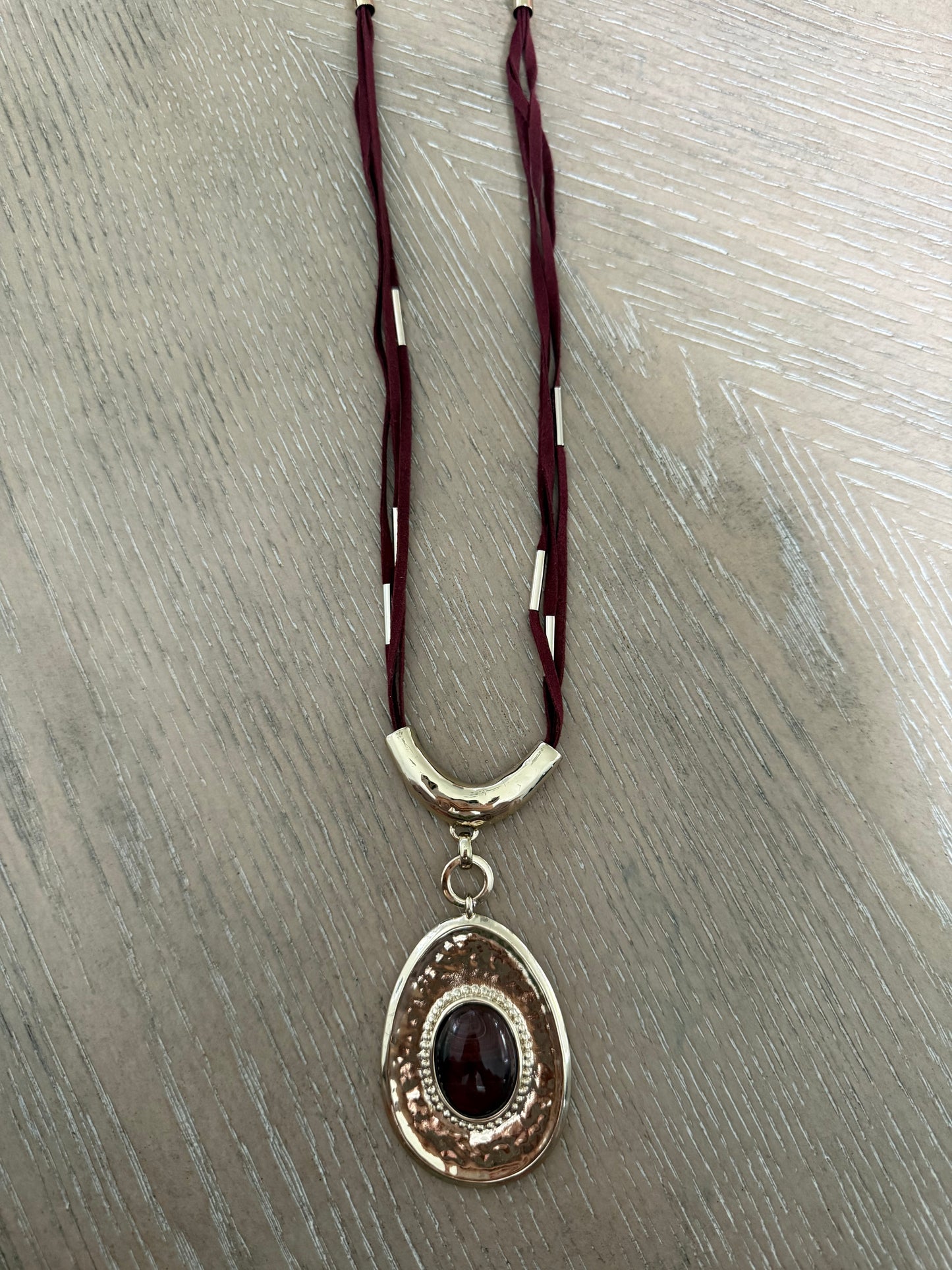 Burgundy Rope Pendant Necklace