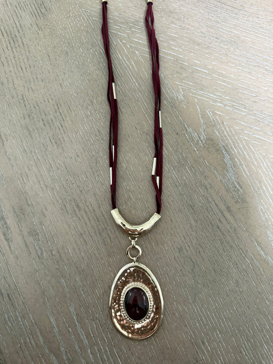 Burgundy Rope Pendant Necklace