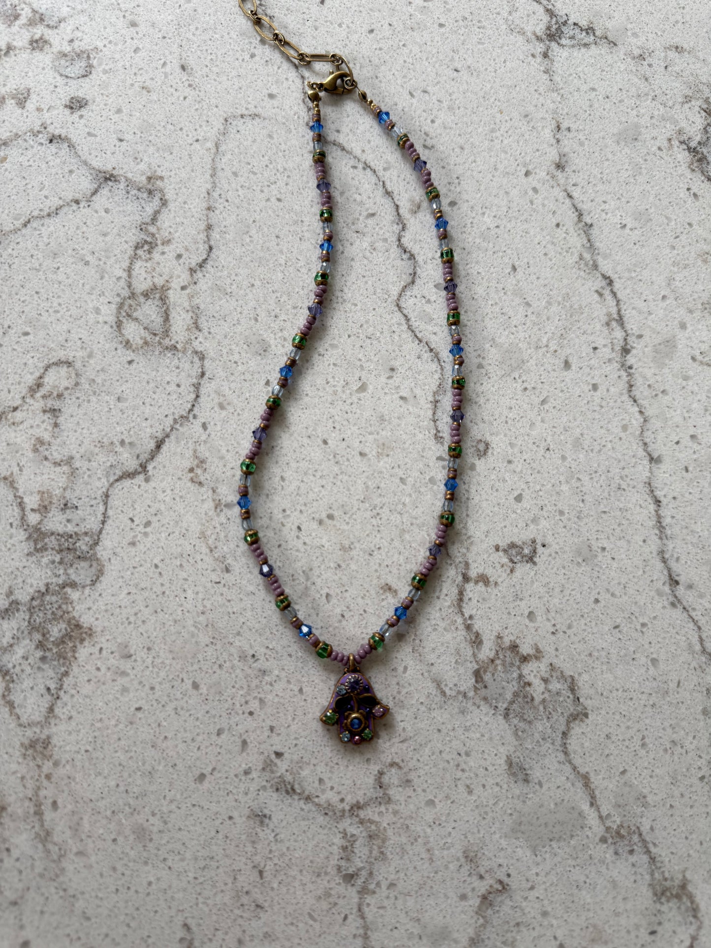 Vintage Michal Golan Hamsa Pendant Necklace