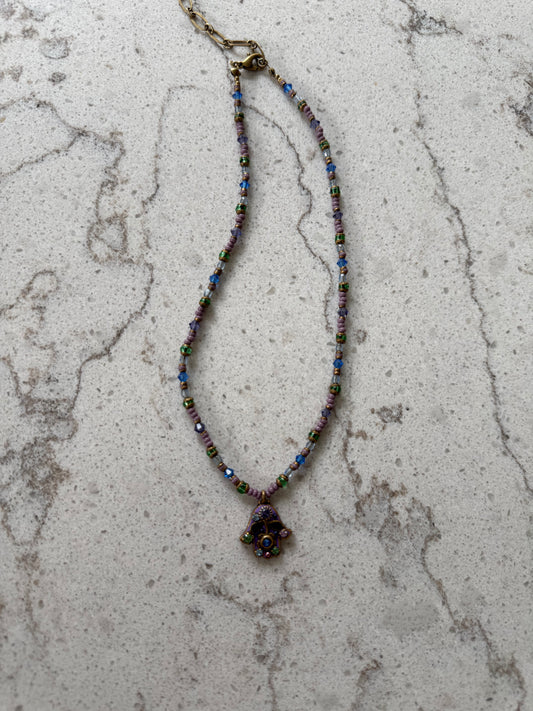 Vintage Michal Golan Hamsa Pendant Necklace