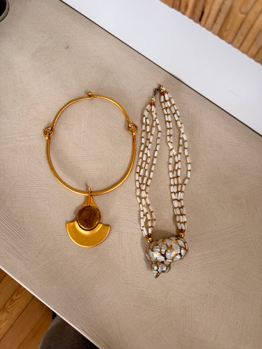White Beaded Shell Necklace