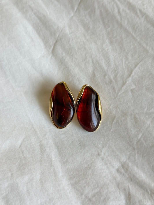 Tigers Eye And Gold Earrings
