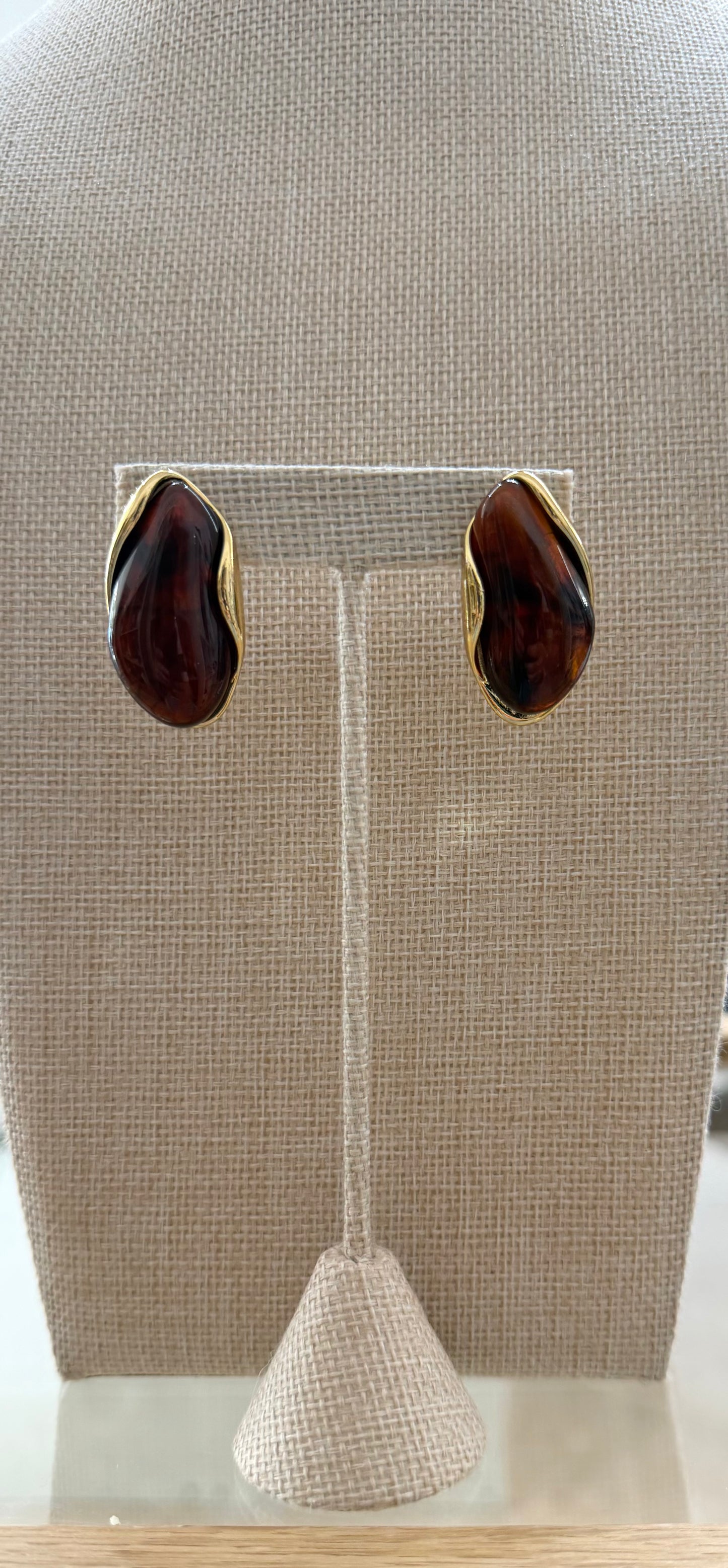 Tigers Eye And Gold Earrings