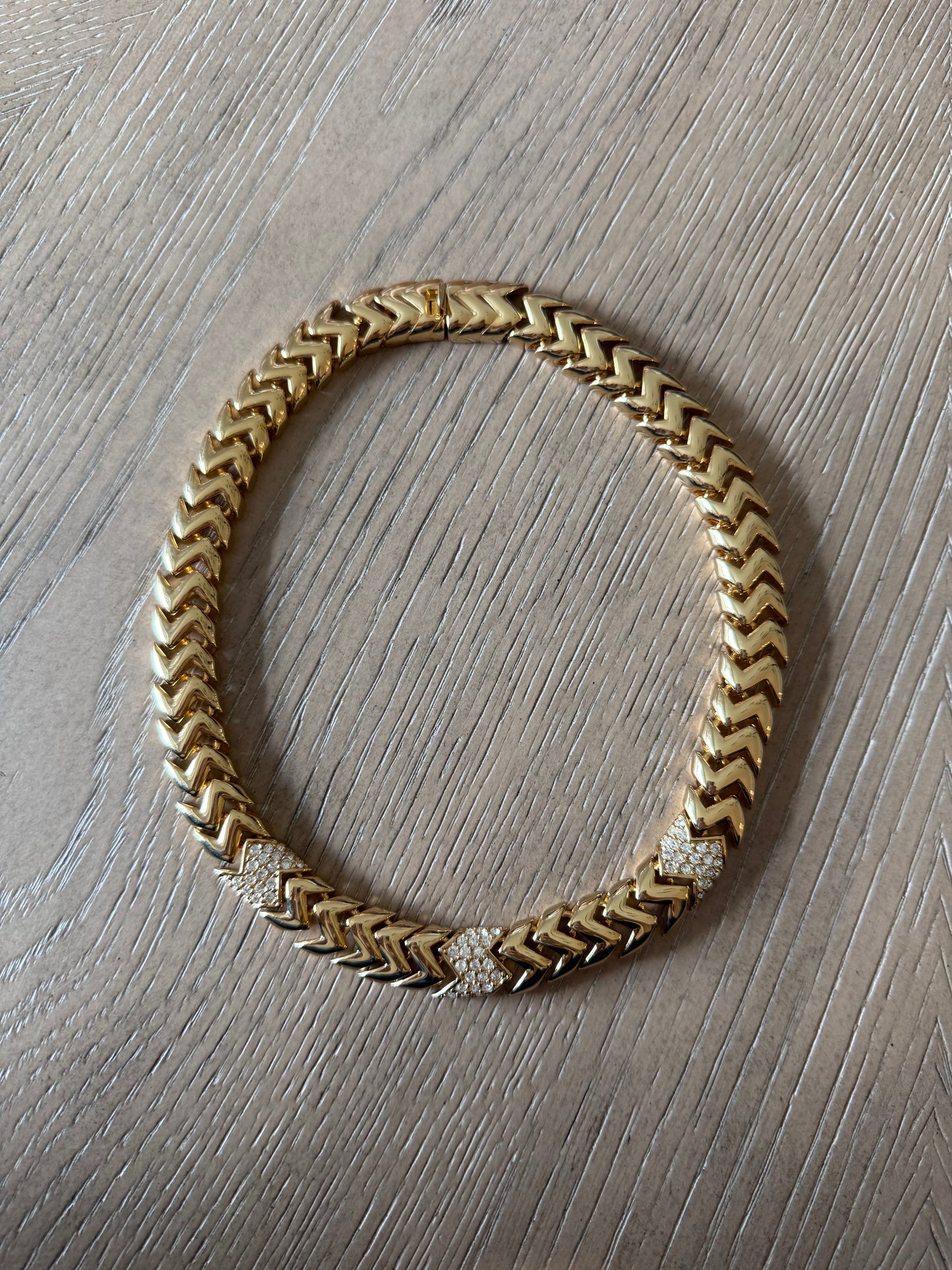 Vintage Gold Tone Rhinestone Collar Necklace