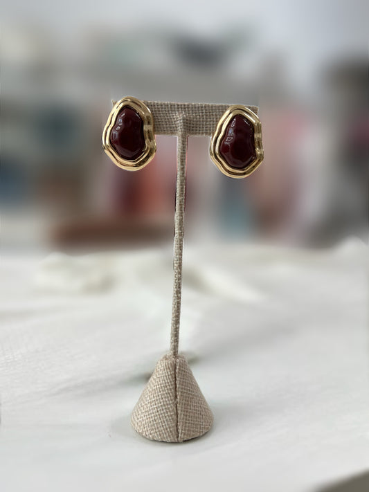 Gold and Red Earrings