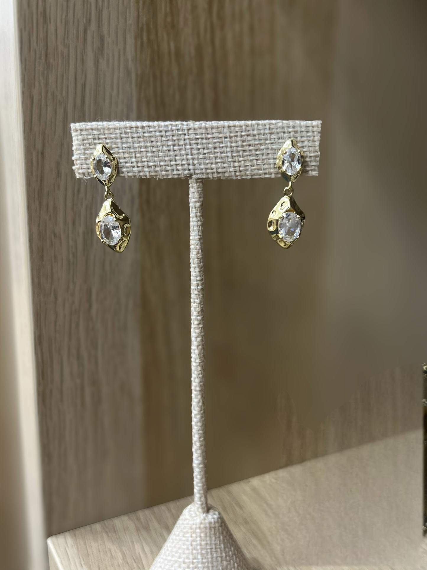 Gold With Diamond Tear Drop Earring