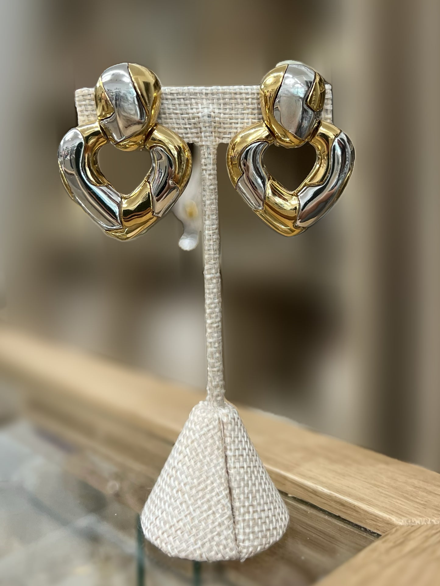 Two Tone Ciner Door knocker Earring