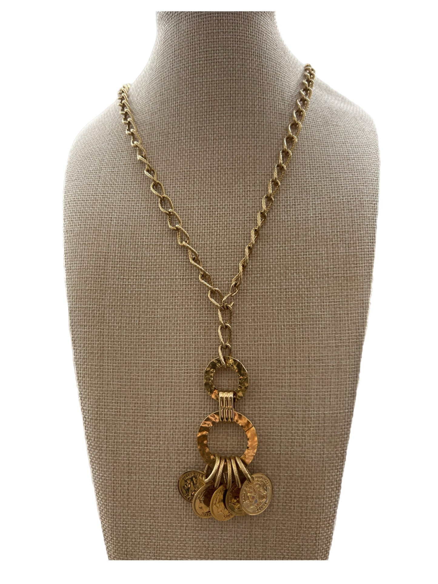Gold Multi Coin Pendant Necklace