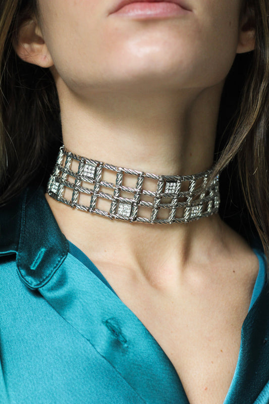 Wide Crystal Choker Necklace