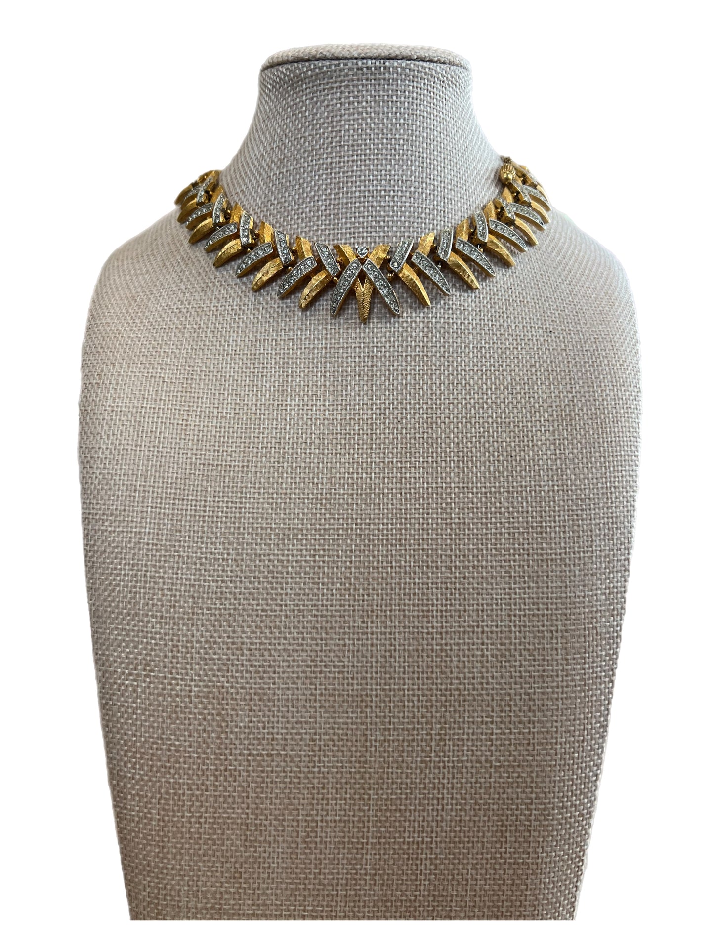 Two Tone Crystal Leaf Choker