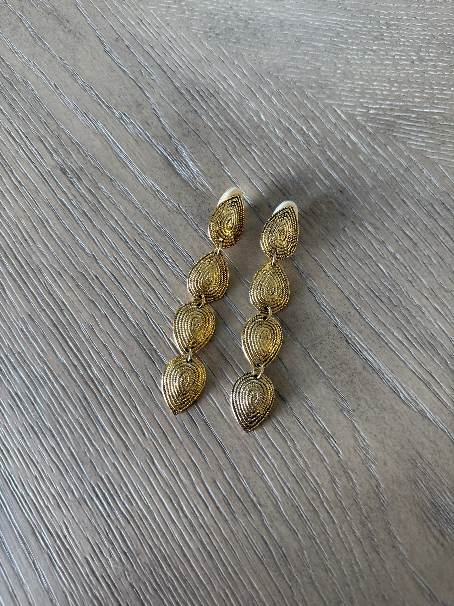 Textured Tear Drop Hanging Earrings