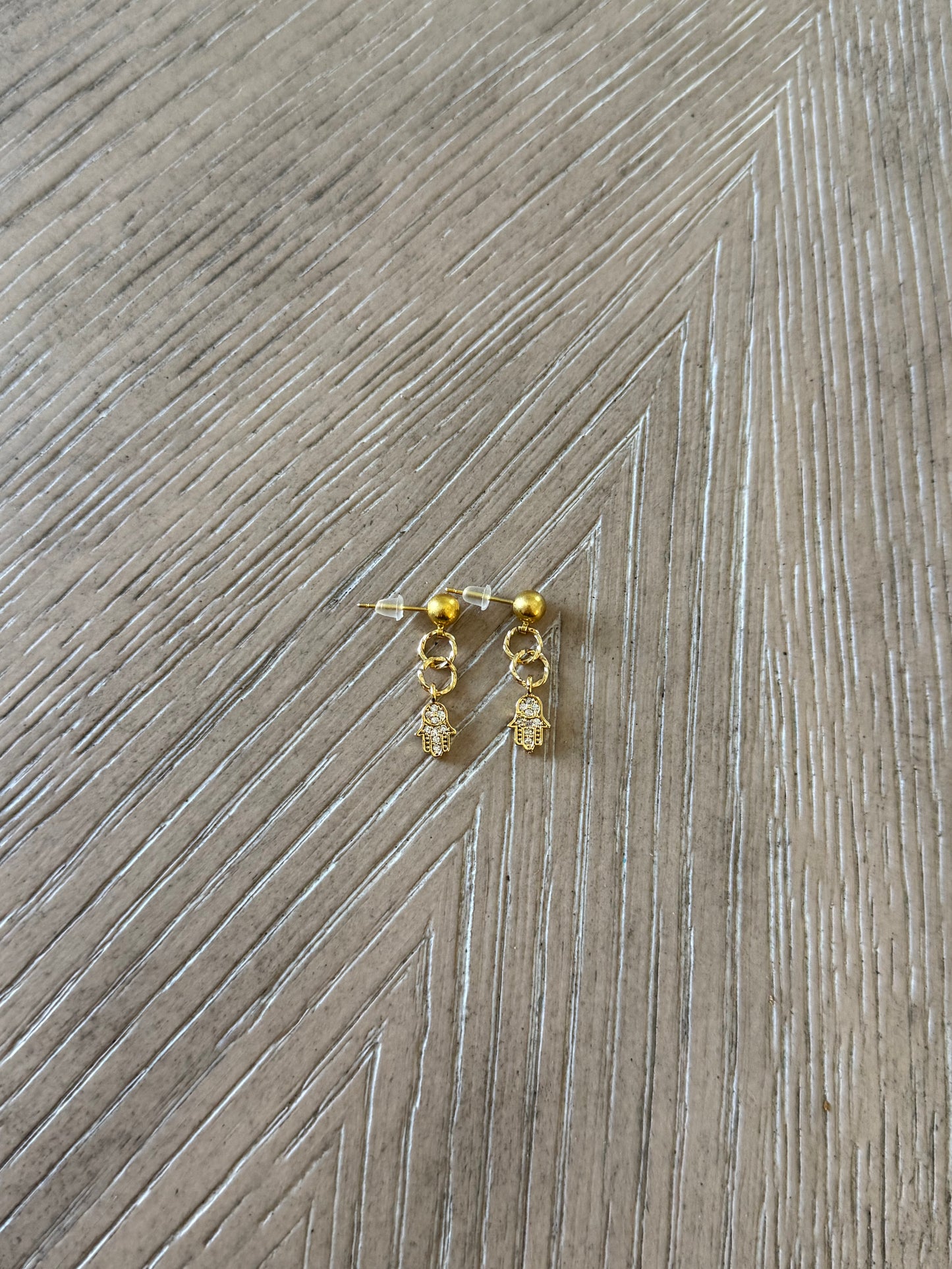 Gold Dainty Hamsa Charm Earring